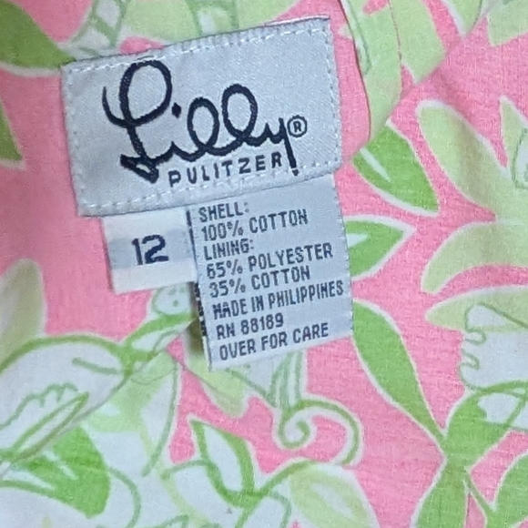 Lilly Pulitzer Girls Skort Size 12 Pink Green Tropical Print - Picture 4 of 4